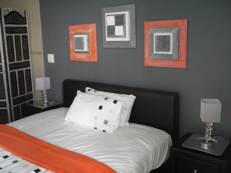 grey and orange bedroom furniture