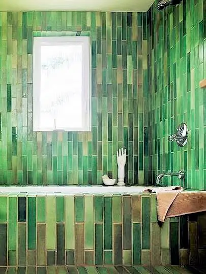 salle de bain vert bambou