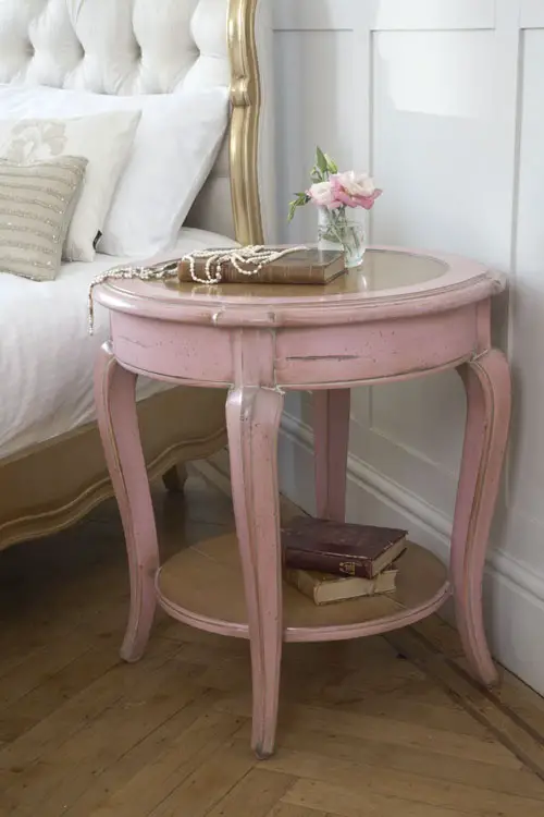 petite table peint  rose