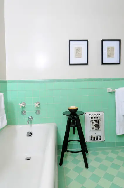salle de bain vert d eau et blanc
