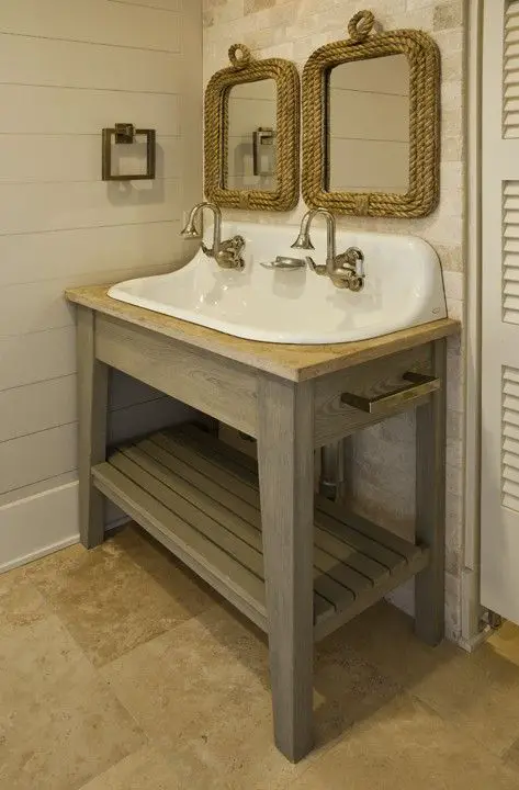 meuble salle de bain double vasque  grise