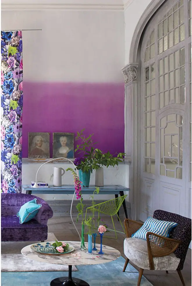 peinture mur ombre violet et blanc