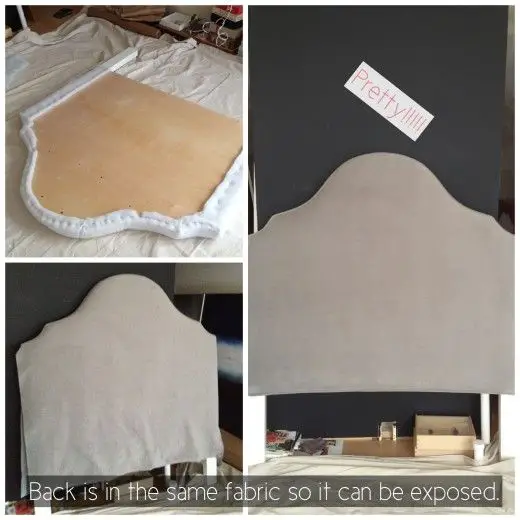 fabriquer tete de lit en bois  et tissu