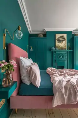 décorer une chambre colorée bleu canard
