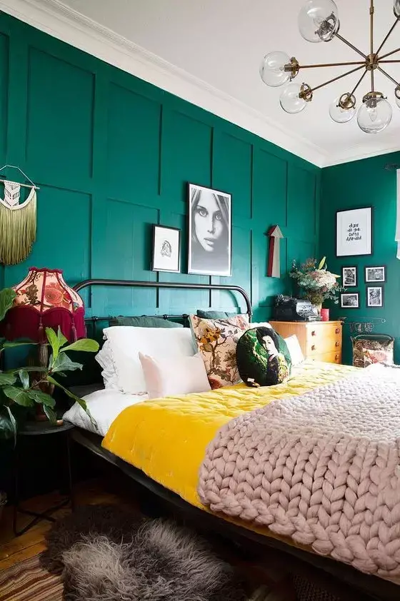 chambre colorée verte